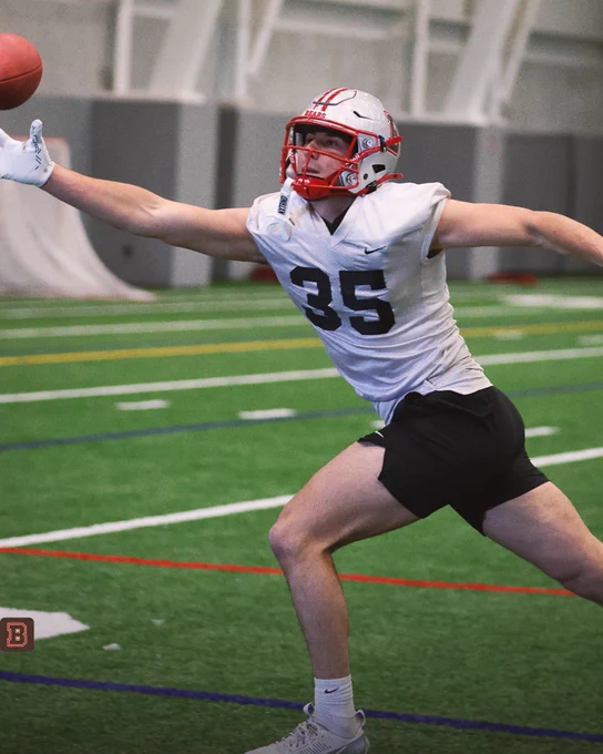 Brown football players work out at spring practice