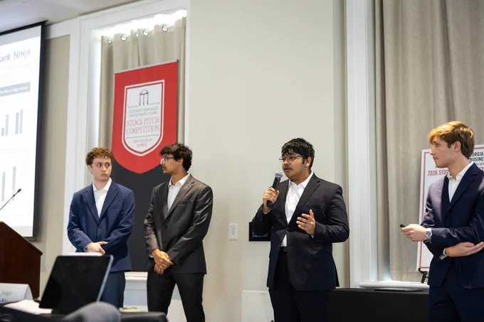 UVA student team pitching at UGA stock competition