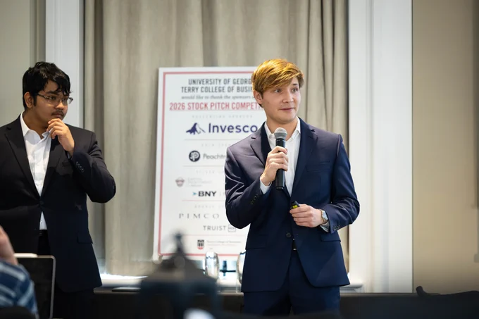 UVA student team pitching at UGA stock competition