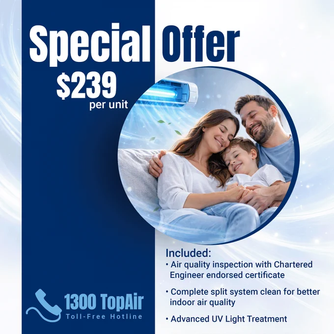 Special Offer – Complete Indoor Air Quality Solution for $239 per Unit

Reduce mould, bacteria and hidden contamination inside your system while supporting healthier indoor air and long-term split system performance.

Included:
• Air quality inspection with Chartered Engineer endorsed certificate
• Ultimate clean
• UV Light Treatment

⏳ Valid until April 30 – Limited Time Offer

🚀 Request Your Engineer-Certified Inspection and Secure This Special Offer Today

📞 Call Now 1300 TopAir — Toll-Free Hotline
☎️ Office:  61 8 7948 7000
🌏 Website: https://acpd.au
📧 Email: sales@acpd.au

#IndoorAirQuality #IndoorAirQualityinspection #indoorairpollution #indoorair #uvlighttreatment #1300topair #acpd #hvachygiene #airconditioning #airconditioningcleaning