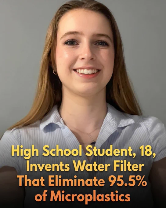 🚨 A teen just created a filtration system that removes over 95% of microplastics from drinking water.

Mia Heller, an 18-year-old student at Kettle Run High School, took matters into her own hands after realizing that government agencies were not prioritizing filtration programs for plastic-contaminated water. 

Frustrated by the maintenance-heavy and expensive membrane filters her parents used at home, Heller spent months in her garage designing a more efficient alternative. Her prototype, which is roughly the size of a standard home appliance, successfully eliminates 95.5% of microplastics—a performance level that rivals existing high-end commercial technologies but with significantly less waste.

The system utilizes a specialized magnetic liquid called ferrofluid that attaches to microscopic plastic particles ranging from one nanometer to five millimeters in size. As water flows through the device, a magnet pulls the ferrofluid-bound contaminants out, leaving behind clean drinking.