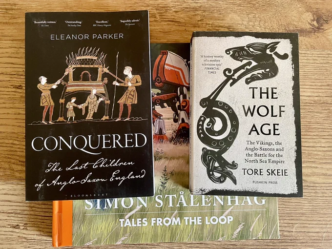 Two early medieval history books and a graphic novel.