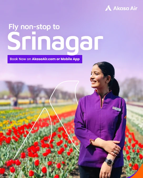 Akasa Air to Srinagar from Mumbai and Delhi