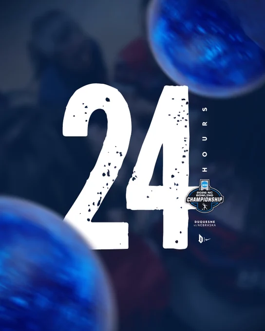 2026 NC Bowling Championship logo with text: “24 hours - Duquesne vs Nebraska”