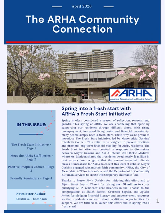 The cover page of the April 2026 edition of The ARHA Community Connection.