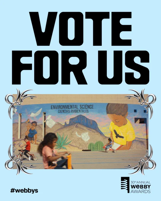 blue background with the words "VOTE FOR US"
