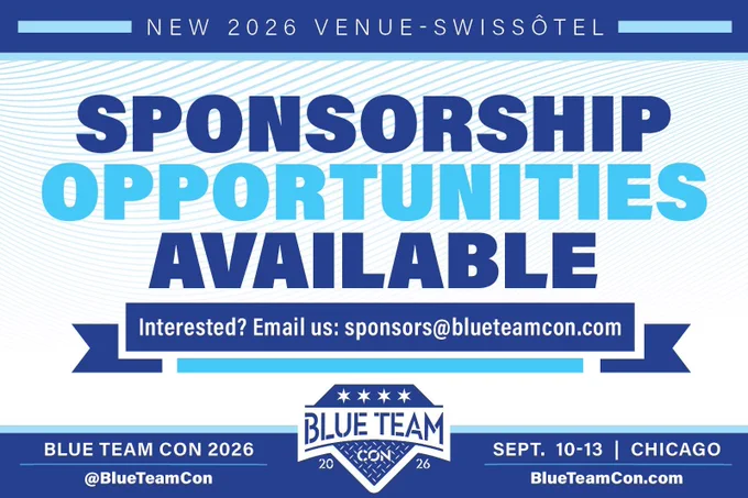 A graphic with all content that is in the post as well as the Blue Team Con logo and their website blueteamcon.com. It also shows that Blue Team Con 2026 is on September 10-13 in Chicago, our twitter handle is @BlueTeamCon and that our website is blueteamcon.com. 