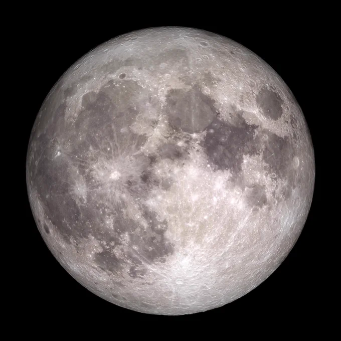An image of the Moon, as seen from close up. Gray 'seas' spread across a whitish surface, with impact craters of various sizes coating the Moon. Credit: NASA Goddard