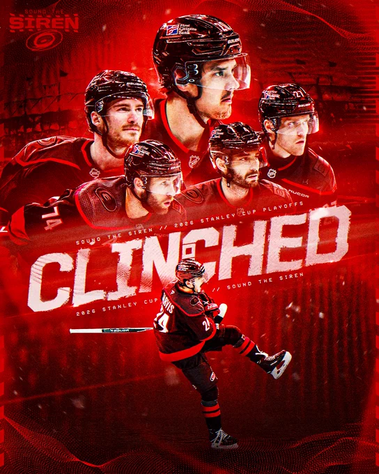 Graphic celebrating the Canes clinching a spot in the playoffs