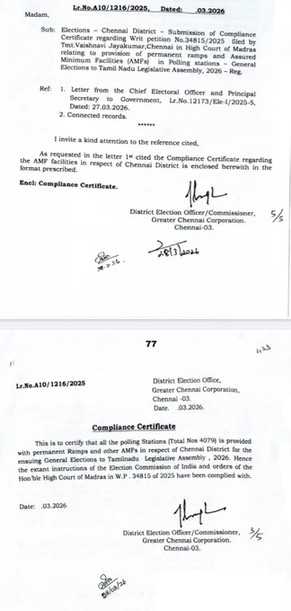 Chennai district polling booth accessibility compliance certificate from affidavit https://drive.google.com/file/d/1DMACPPeSJnkSZ6SKHRK0btPjv20z5pDK/view?usp=drivesdk