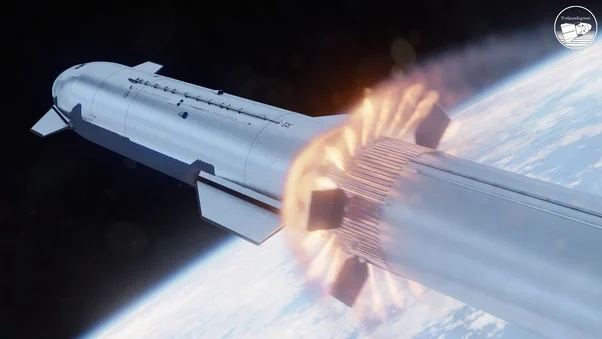 Why does the Starship's approach to stage separation allow for virtually no delay, and what risks does this involve compared to the Saturn V? Answer by Frank Norris