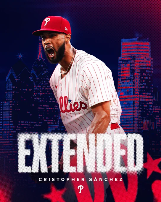 Graphic. Extended, Cristopher Sanchez. Image of Sanchez yelling after a strikeout