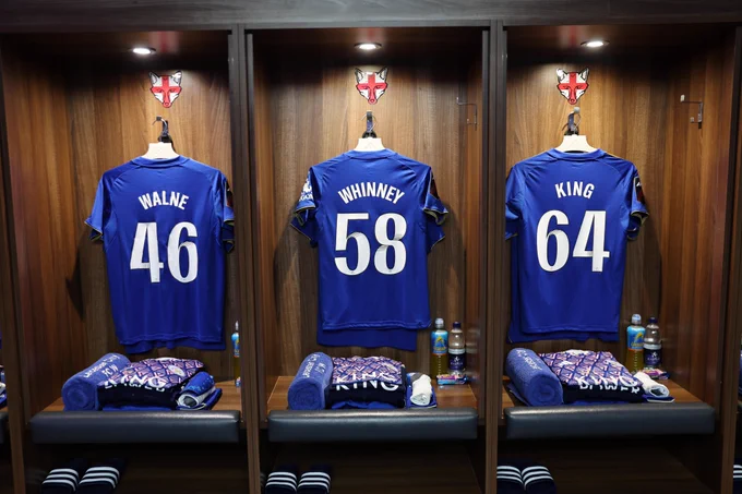LCFC Women shirts in the home dressing room at King Power Stadium.