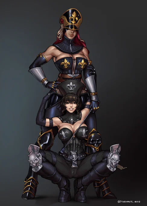 Vernetta (Bottom- My Character) & Ophedia (Top-@anonarts_nsfw OC) art by @anonarts_nsfw
