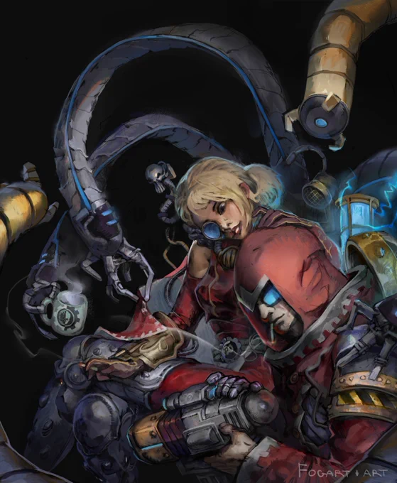 Technoarcheologist Cog Boy (Bottom) & Magos Biologis Octavia (Top) Art by @Fogartart