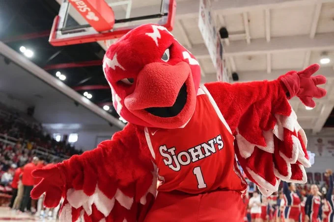 St. John's mascot Johnny Thunderbird dancing, as the team clinches a place in the sweet 16!!!