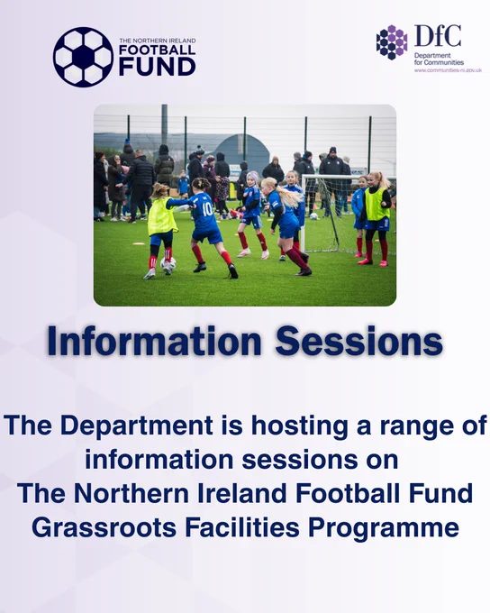 The Northern Ireland Football Fund information sessions graphic.