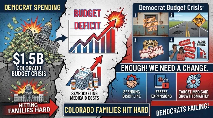 Image showing Colorado progressive Democrats wild budget spending on pet projects that hurts Colorado families.