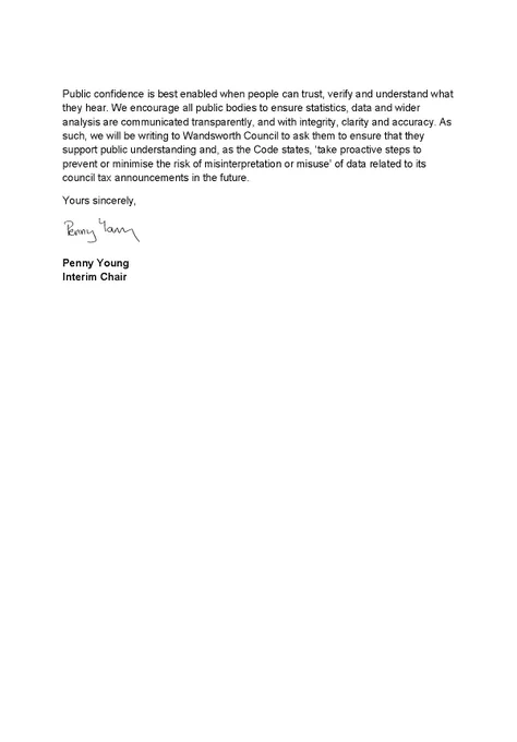 Page two of Penny Young's letter to Lord Udny-Lister and Sir Paul Beresford about Council Tax increases. The full letter is available in HTML through the link in the post.