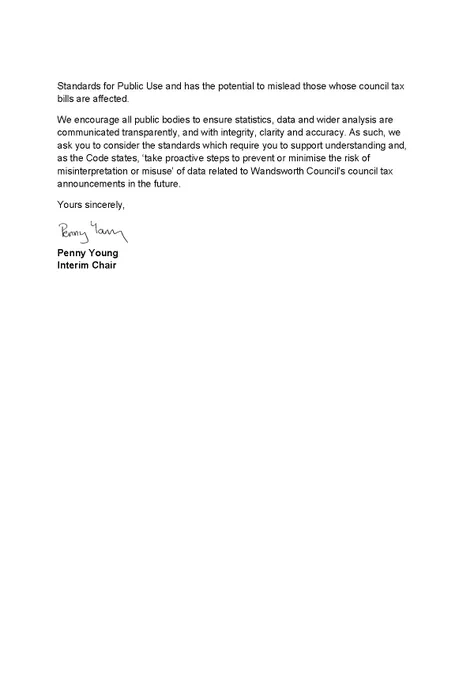 Page two of Penny Young's letter to Cllr Simon Hogg about Council Tax increases. The full letter is available in HTML through the link in the post.