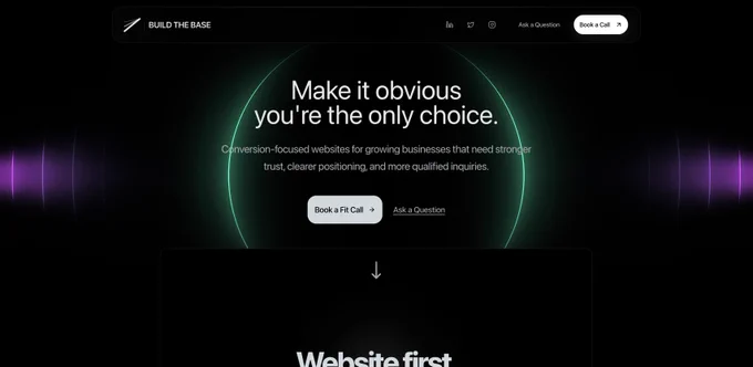 Strategic website design and digital system development. Build The Base (buildthebase.io) makes sure you're the obvious choice, by creating a website for your growing business. Your website should be your sales rep –– selling for your business while you sleep.

The result of you sleeping on investing in your website? Your competitor will win. Every. Single. Time.

Show your prospects, customers, clients, and competitors, that you don't settle for good enough.

Build your base today, with Build The Base (buildthebase.io).