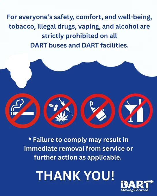 Objects crossed out with red. Safety message. Thank you. 