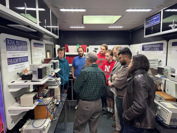 Students with Dr. Van Baak in the Food Truck for the Physics Mind