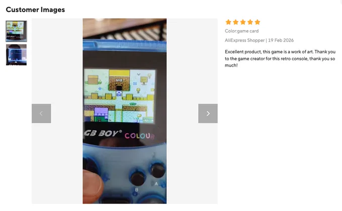 Review says: Excellent product, this game is a work of art. Thank you to the game creator for this retro console, thank you so much!
