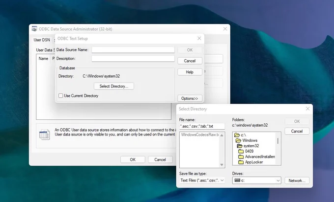 Windows 3.1 dialog in Windows 11