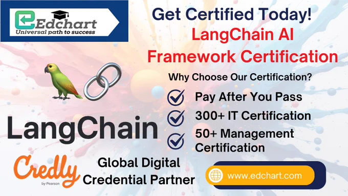 The LangChain AI Framework Certification offered by Edchart is a globally recognized credential designed for developers, freelancers, and IT professionals aiming to build advanced AI-powered applications. This certification validates expertise in using the LangChain framework for creating intelligent workflows, integrating large language models, and developing scalable AI solutions. With a verifiable digital badge issued through Credly, candidates gain industry-recognized proof of their skills, enhancing career credibility and job prospects worldwide. Ideal for those seeking to advance in artificial intelligence, this certification supports career growth, professional recognition, and practical AI development capabilities in today’s competitive tech landscape.