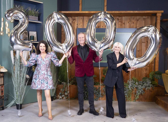 RTÉ Today presenters Maura Derrane, Dáithí Ó Sé and Sinead Kennedy holding balloons that spell out the number 2000, to mark the 2000th episode of the show airing today 