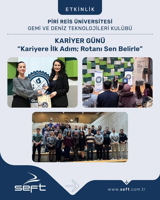 Piri Reis Üniversitesi’nde gerçekleştirdiğimiz “Kariyere İlk Adım: Rotanı Sen Belirle” seminerinde; Hedef belirleme, Değerlerini keşfetme, Güçlü ve Gelişim alanlarını fark etme ve Mülakat süreçleri konuları üzerinde konuştuk.

Bizi içtenlikle ağırlayan Piri Reis Üniversitesi’ne ve katılımıyla bu buluşmayı değerli kılan tüm öğrencilere teşekkür ederiz.

Gençlerin potansiyellerini keşfettikleri ve kendi yollarını bilinçli şekilde çizdikleri her adımda yanlarında olmaya devam edeceğiz.

www.seft.com.tr

#Etkinlik #Seminer #KariyerGünü #ShipDesign #GemiDizaynı #inovasyon #PiriReisÜniversitesi #SEFTengineering