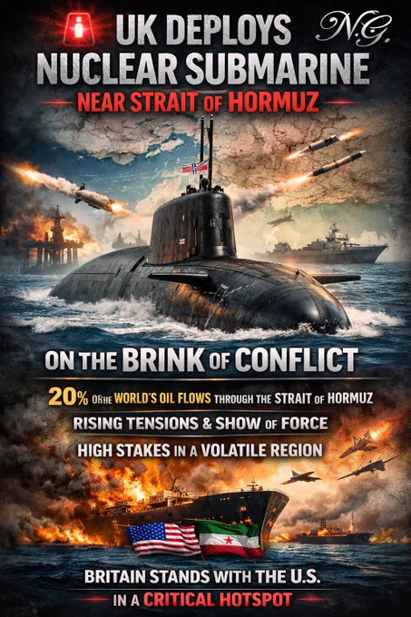 The UK has deployed HMS Anson, a nuclear-powered attack submarine, near the Strait of Hormuz — a route carrying about 20% of global oil shipments.
The move signals strong military backing for the US amid rising Iran tensions and attacks on commercial ships.
Why it matters: Any misstep in this critical energy corridor could disrupt global oil supply and rapidly escalate regional conflict. 🌍⚓