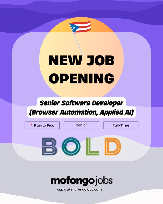 hiring Senior Software Developer (Browser Automation, Applied AI)   Share at Bold • View all jobs PR Senior Full-Time We're building an intelligent automation framework powered by large language models to solve complex, real-world workflows.  We're hiring two closely related roles within this initiative:  Senior Browser Automation Developer -- focused on designing and scaling complex browser-based automation systems  Senior Applied AI Developer -- focused on building LLM-powered, agentic workflows that reason, plan, and adapt  Both roles share a strong foundation in JavaScript/TypeScript, systems thinking, and a passion for solving hard problems, but differ in their primary focus areas.  These are hybrid work roles; you'll collaborate in person with the engineering team in Guaynabo 2 days a week.  If you enjoy working on cutting-edge automation and AI systems, we'd love to hear from you.  What You'll Work On Core Responsibilities (Both Roles) Contribute to the design, development, a