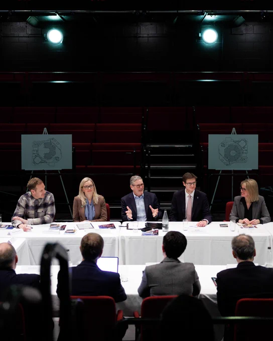 Keir Starmer visits The Crucible Theatre in Sheffield.