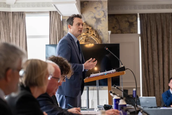 Minister Matthew Patrick addresses the British-Irish Parliamentary Assembly in Tralee.