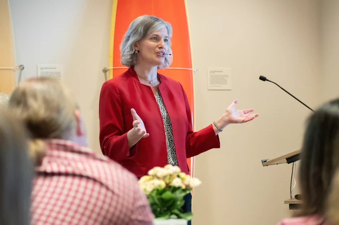 Deborah Haarsma lecturing