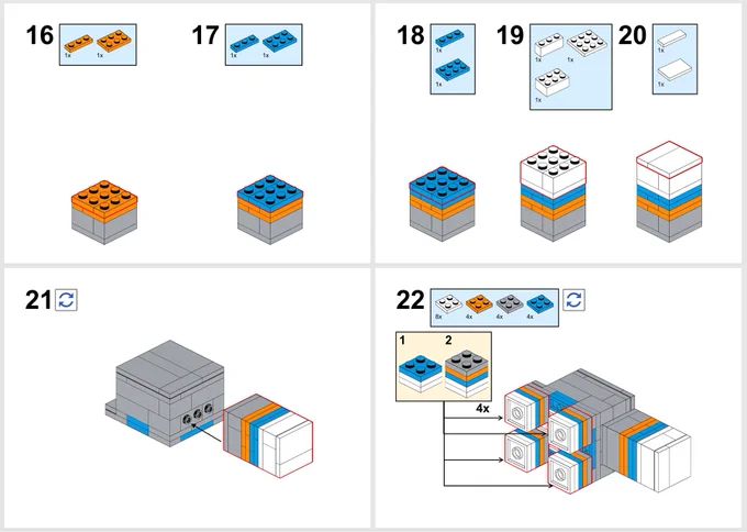 An example page of the instructions to build a custom baby minecraft fox