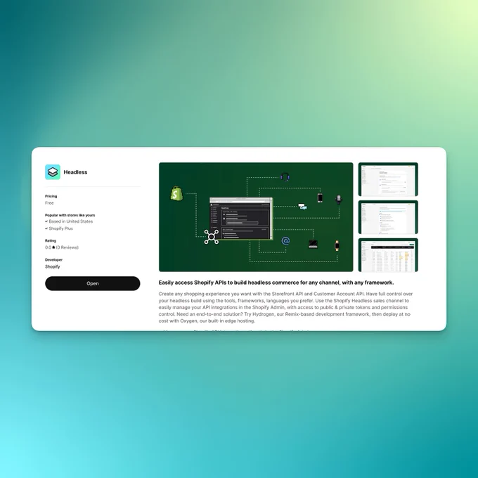 shopify headless app listing