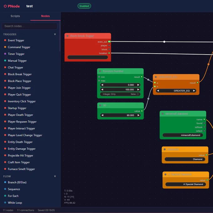 A GUI screen showcasing programming nodes.