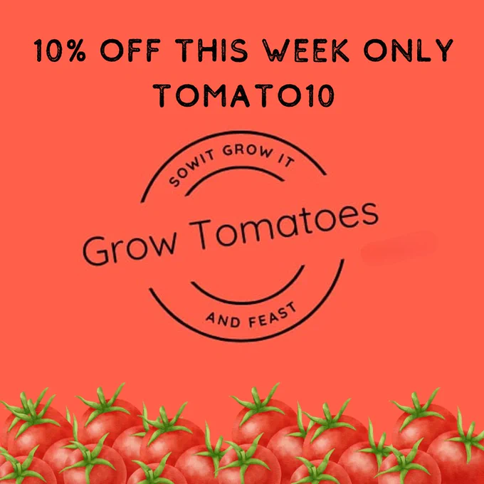 10% off this week only.
sowitgrowitandfeast.co.uk
image of tomatoes
code: TOMATO10