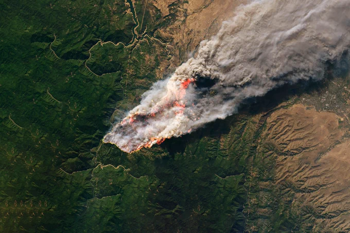 wildfire seen from space