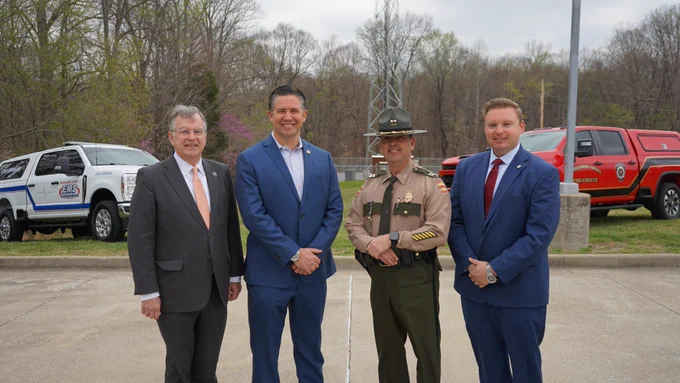Senator Bill Powers, Mayor Wes Golden, THP Captain Chris Dye, and Representative Michael Lankford.