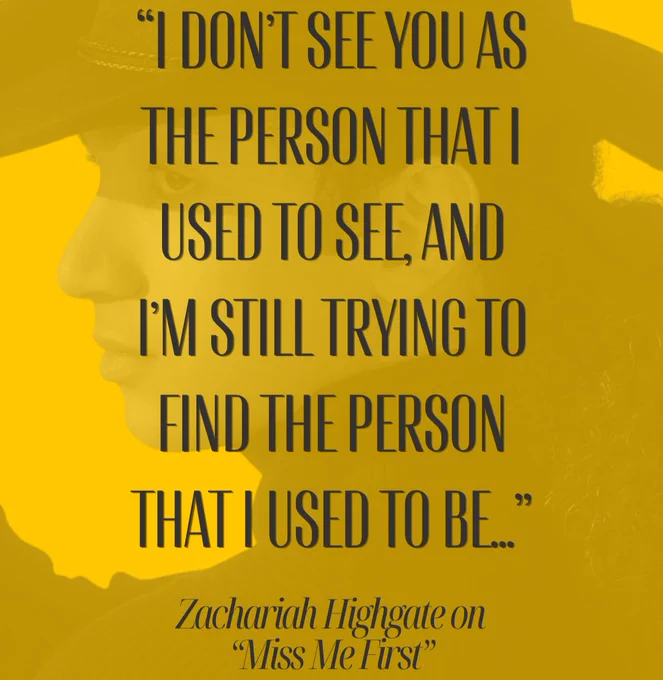 A lyrical quote above a faded image of Zachariah Highgate behind a yellow overlay. 