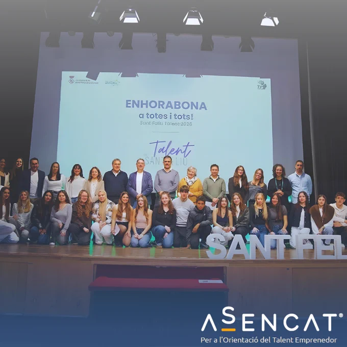 ASENCAT participa en una nova edició de Sant Feliu Talent, una iniciativa que impulsa l’esperit emprenedor entre l’alumnat de secundària i reforça el vincle entre educació i empresa. Apostem pel talent jove, la connexió amb el territori i el desenvolupament de competències clau per al futur professional.