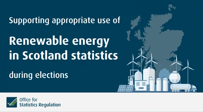 Supporting appropriate use of renewable energy in Scotland statistics during elections - a picture icon showing wind turbines, solar panels and other renewable energy types