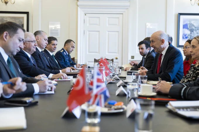 The Secretary of State for Defence John Healey (r) met Türkiye’s Minister of National Defence Yaşar Güler at Horse Guards, London for a bi-lateral meeting