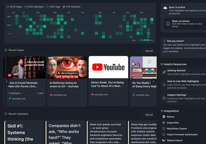 New Web Highlights Dashboard