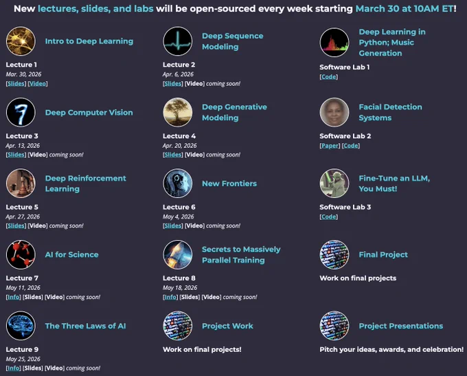 2026 MIT Deep Learning Schedule