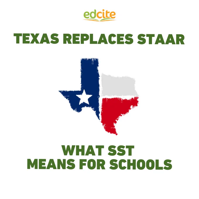 Texas STAAR replacement graphic showing Texas state outline and headline about the Student Success Tool (SST)